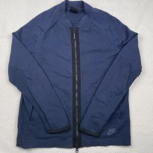 Nike Sportswear Tech Knit Bomber Jacket Men’s Sz M Navy Blue Full Zip 810558 451